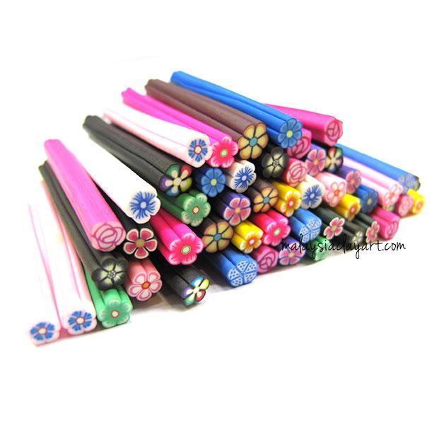 50 x Assorted Flowers Polymer Clay Canes Bulk Wholesale