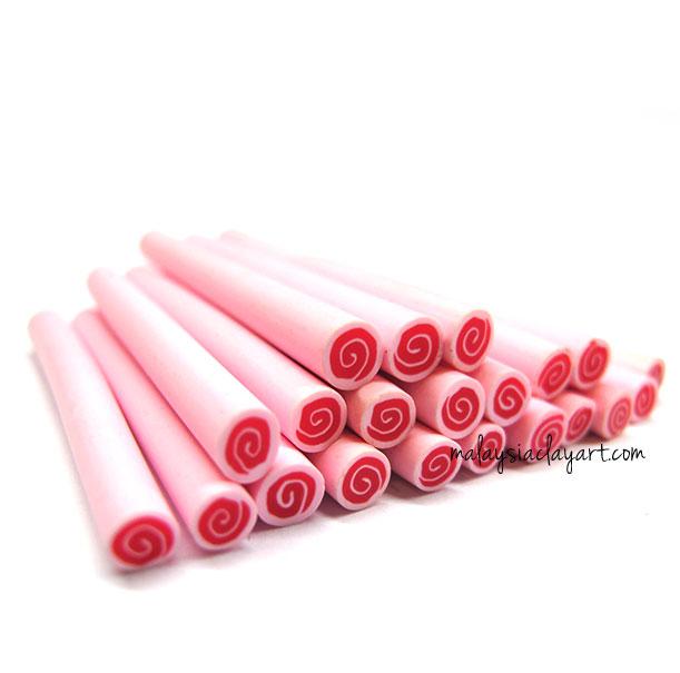 1 x Kamaboko Pink Polymer Clay Cane