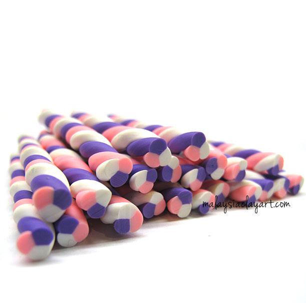 1 x Candy Swirl Purple Polymer Clay Cane