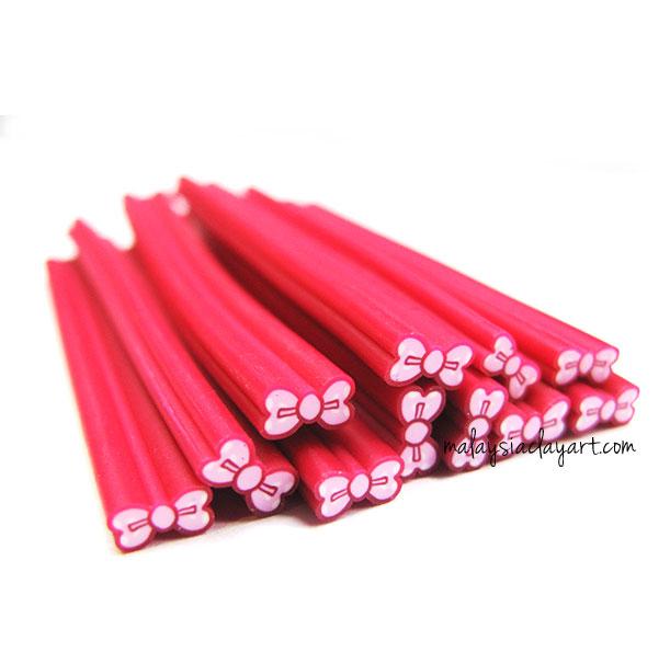 1 x Pink Ribbon Polymer Clay Cane