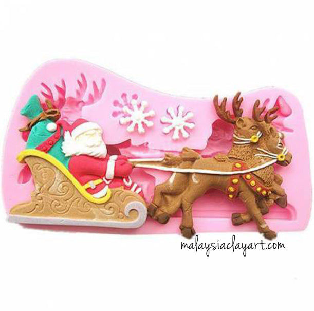 Santa Claus Elk Carriage Snowflake Silicone Mold