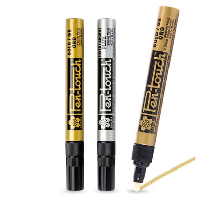 Sakura Gold Or Silver Pen-Touch 1mm Permanent Marker |  Paint Pen | Arts Craft