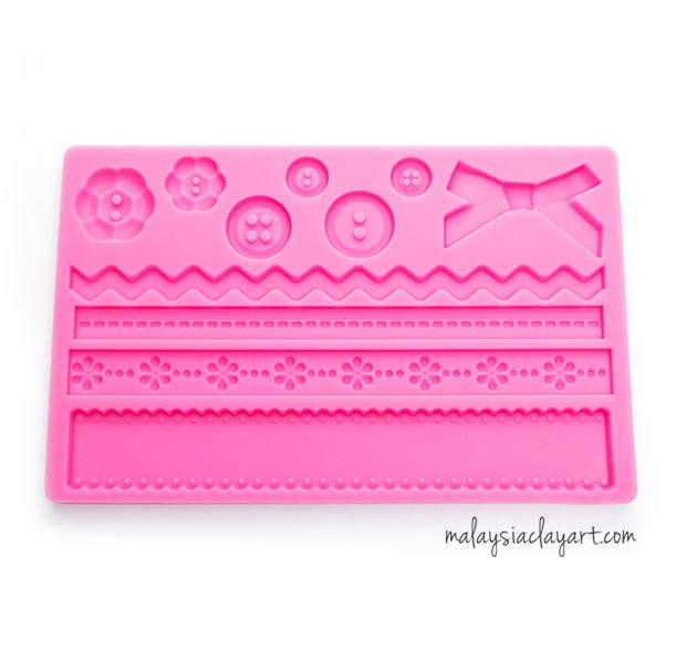 Button Ribbon Lace Fondant Silicone Mold