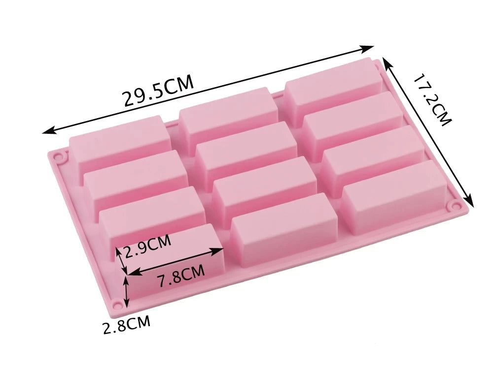 Rectangular bar shape Silicone Mold 12 Cavity Jelly, Pudding, Chocolate