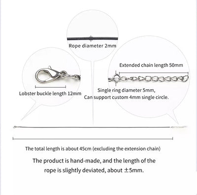 Leather Braided Rope Necklace Cords With Lobster Clasp