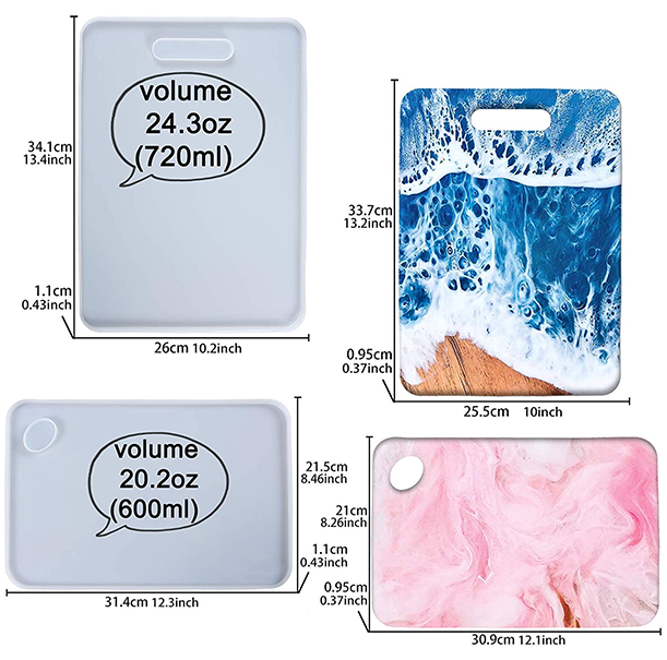 Cutting Board Epoxy Resin Silicone Molds for Serving Tray Platter Concrete Cement Clay