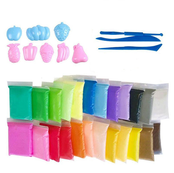 SET D - DIY High Quality Air Dry Clay Set (24 pieces x 20g) Free Claying Tools