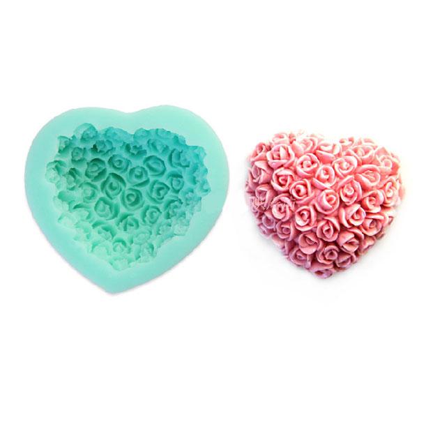 Love Heart-Shaped Rose Fondant Silicone Mold