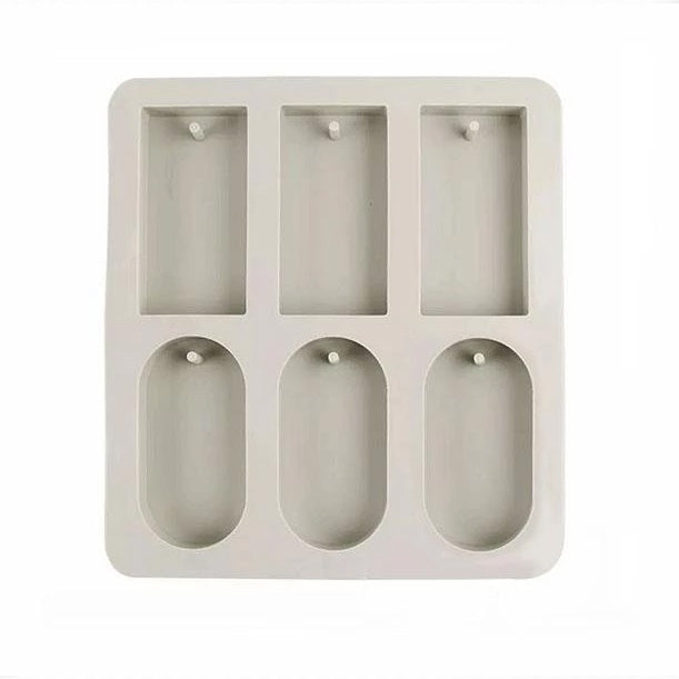 Rectangular Oval Silicone Mold With Hole For Hanging | Soap | Resin 6 cavity