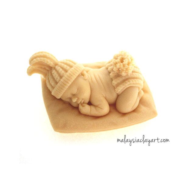 High Quality Sleeping Baby With Bunny Cap Silicone Mold